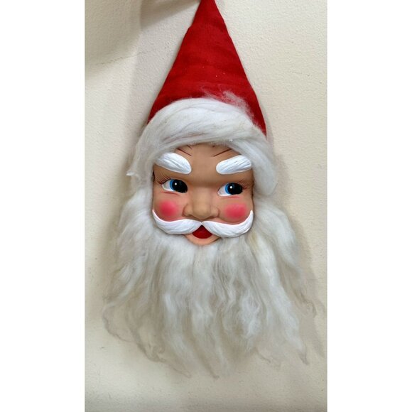 Blushing SANTA CLAUS Wall Light CHRISTMAS Decor Ornament JAPAN 13” Vintage - Picture 3 of 11